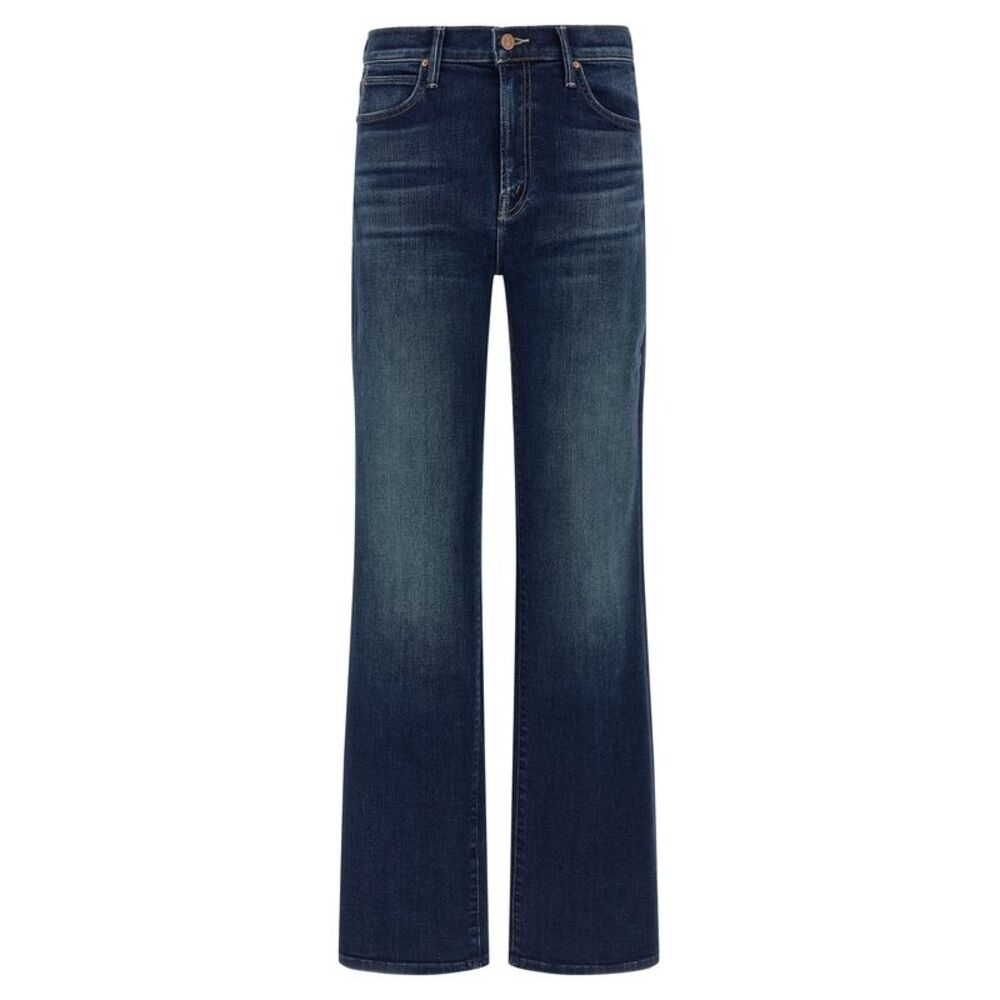 Mother Denim Blue Cotton Straight-Leg Women's Jeans